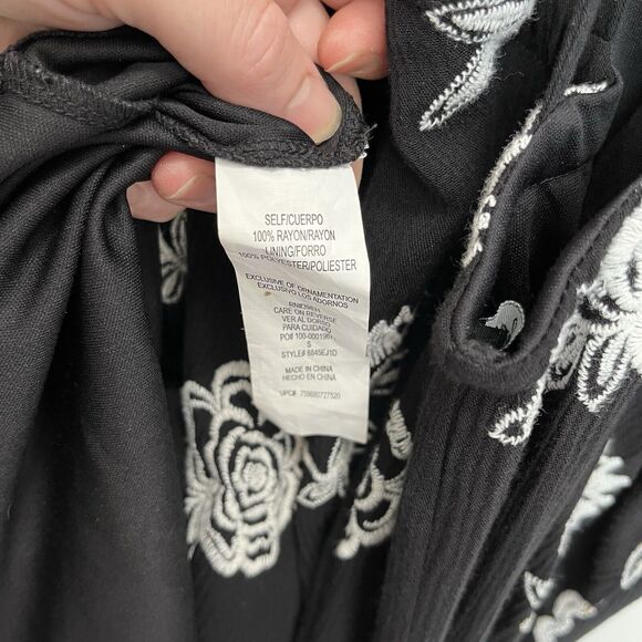 Sequin Hearts | Black & White Floral Embroidered Dress Strapped Back Small - Picture 8 of 8